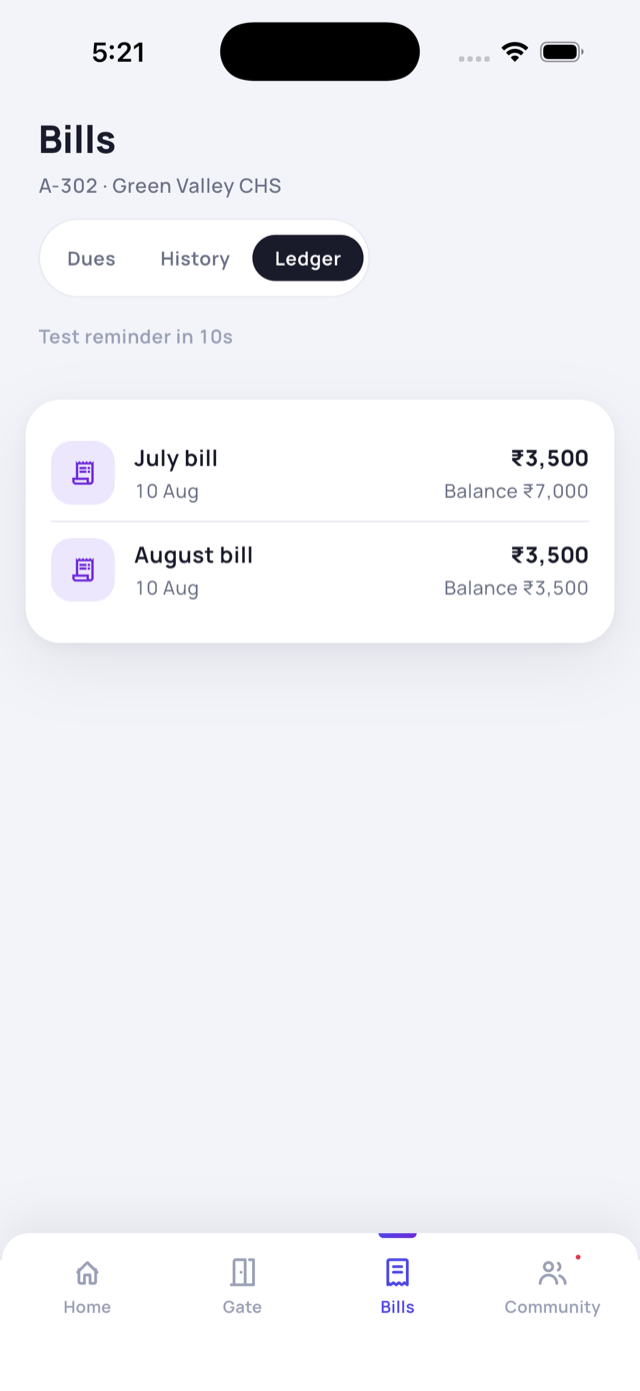 Ledger with running balance