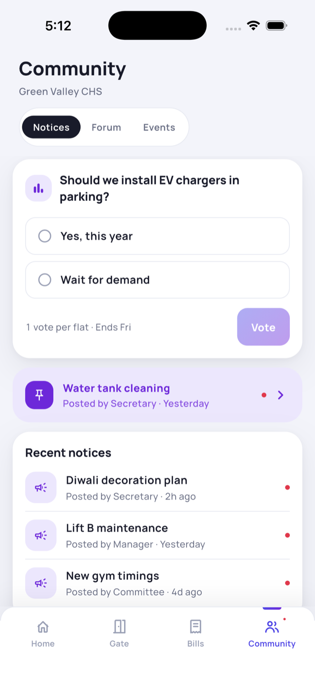 Notices with pinned items