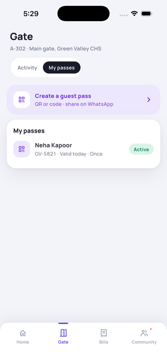 My passes list