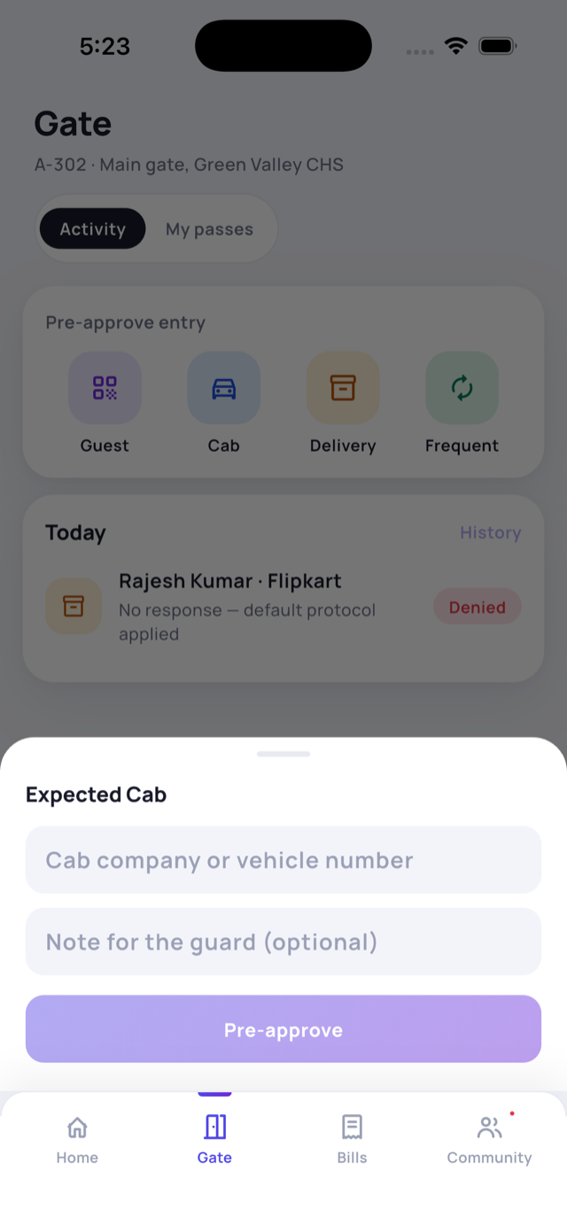 Pre-approve an expected cab