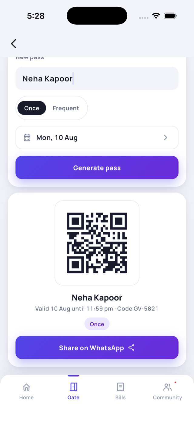 Guest pass with QR code